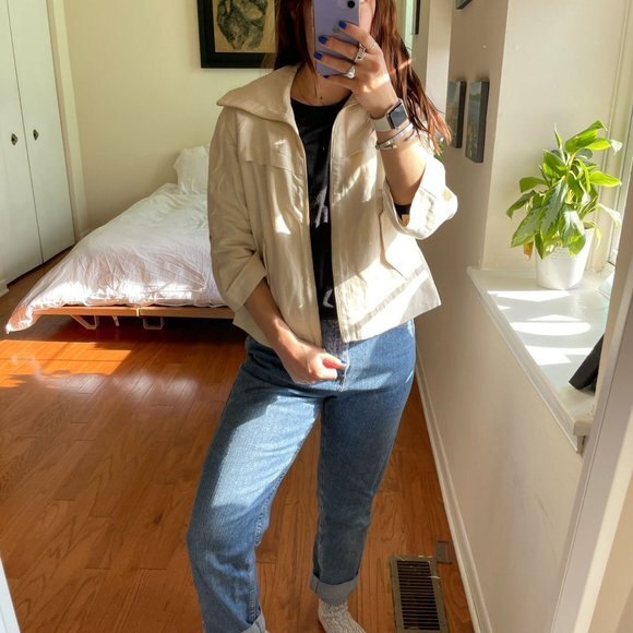 Ann Taylor Convertible Neck 3/4 Sleeve Zip-Up Jacket White Size 0 - Picture 5 of 8